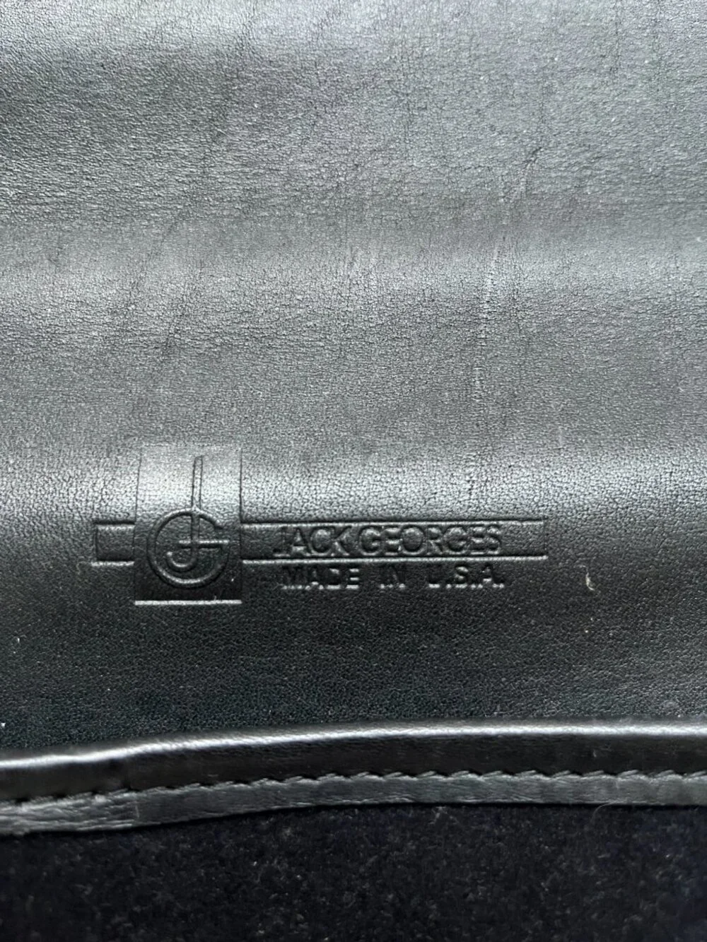 Jack Georges Black Leather University Briefcase / Laptop Bag #2456